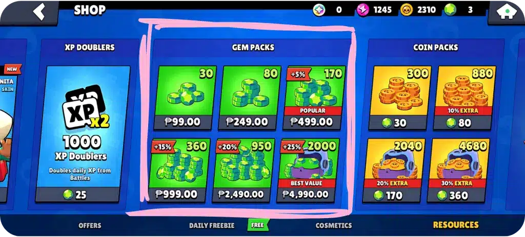 Brawl Stars Purchasing Gems x ()